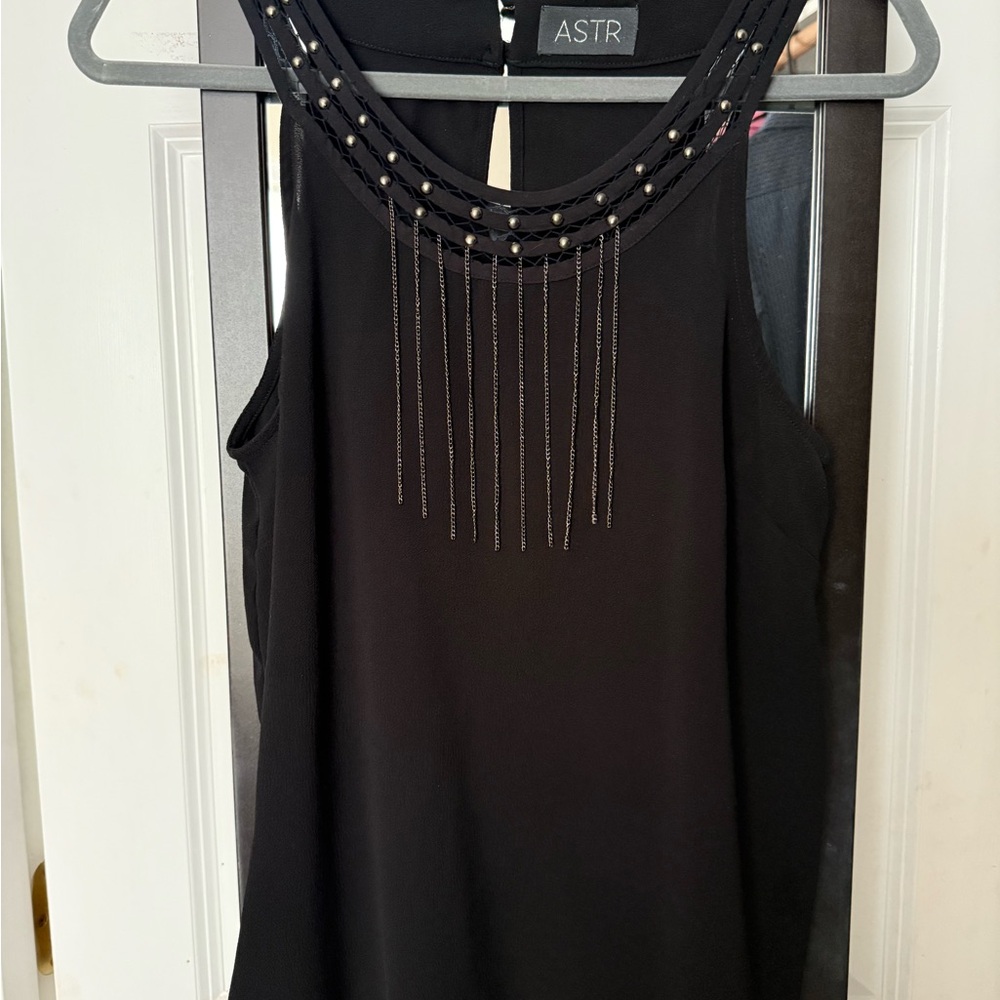 ASTR Black Embellished Sleeveless Tank Top